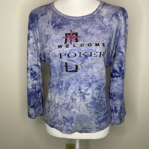Me&ko Tie Dyed "Poker Night” Sequined Top. Medium